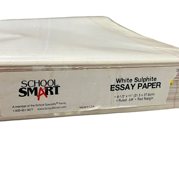 School Smart White Sulphite Essay Paper Red Margin No Hole Punch Paper Ream New - Picture 2 of 4